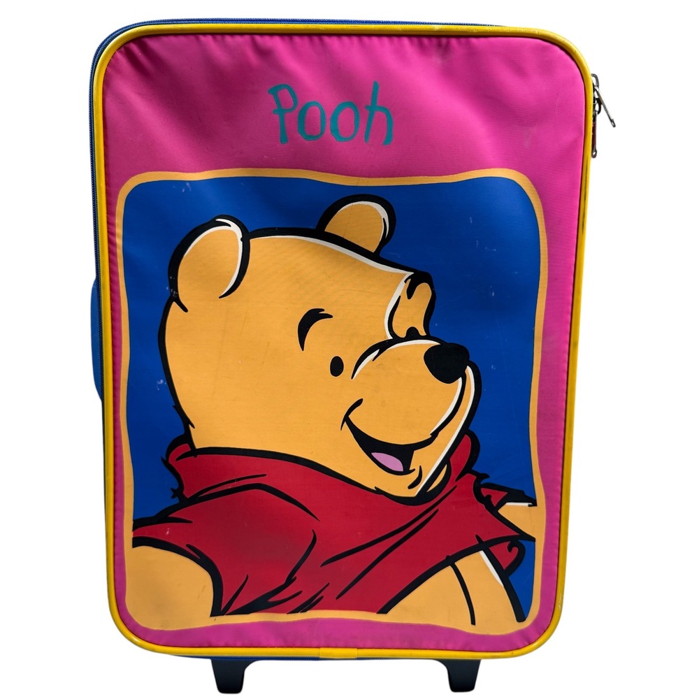 Disney Suitcase Winnie the Pooh Kids Pink Rolling Vintage Travel Luggage Bag